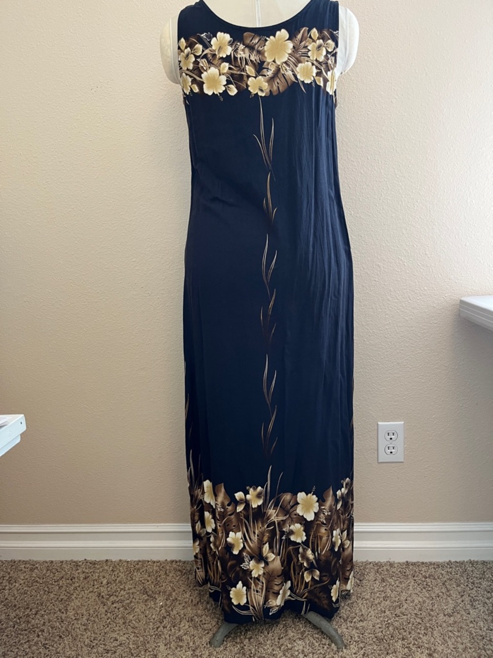 Vintage Paradise Bay Hawaiian Dress, Large, Maxi Length